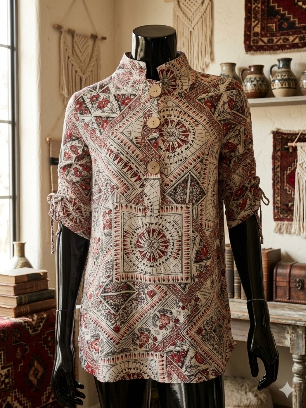 John Mark Geometric Print Blouse Size Small